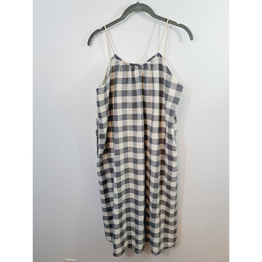 Comme Tol Women's Gray Check Shift Style Dress Knee Length Size Medium